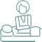 Illustration of a person receiving a back massage with an elbow